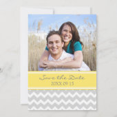 Save The Date Chevron Gris Jaune Photo Mariage Enregistrer la Da (Dos)
