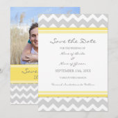 Save The Date Chevron Gris Jaune Photo Mariage Enregistrer la Da (Devant / Derrière)