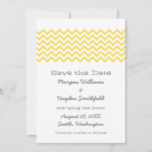 Save The Date Chevron simple jaune Enregistrer l'Invitation de d (Devant)