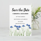 Save The Date Chic Aquarelle Cornflowers Mariage Fleur sauvage (Debout devant)