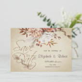 Save The Date Chic Aquarelle Fleurs Automnes Enregistrer La Date (Debout devant)