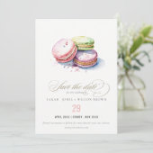 Save The Date Chic Aquarelle Français Macarons boulangerie Maria (Debout devant)