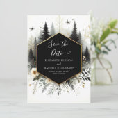 Save The Date Chic Aquarelle Mariage forestier enchanté (Debout devant)