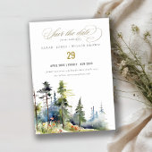Save The Date Chic aquarelle Pine Forest Mariage paysage