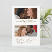 Save The Date Chic Better Together Quote 2 Photos Wedding (Debout devant)