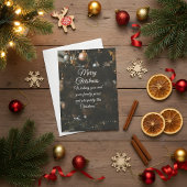 Save The Date Chic Black & Gold Christmas Greeting Card | Elegan