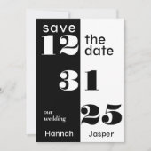 Save The Date Chic Black & White New Year's Eve Wedding  (Devant)