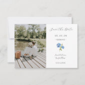 Save The Date Chic blanc Couple photo Floral Hydrangea (Devant)
