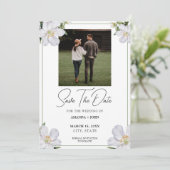 Save The Date Chic Blanc & Vert Jasmin Floral Enregistrer La Dat (Debout devant)