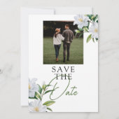 Save The Date Chic Blanc & Vert Jasmin Floral Enregistrer La Dat (Dos)