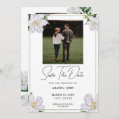 Save The Date Chic Blanc & Vert Jasmin Floral Enregistrer La Dat (Devant / Derrière)