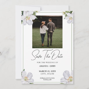 Save The Date Chic Blanc & Vert Jasmin Floral Enregistrer La Dat
