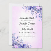 Save The Date Chic bleu aquarelle rose Roses Mariage (Devant)