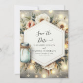 Save The Date Chic Bloom Mason Jar Mariage (Devant)