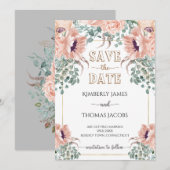 Save The Date Chic Blush Floral Mariage (Devant / Derrière)