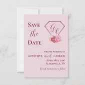 Save The Date Chic Blush Rose & Crimson Rouge Enregistrer La Car (Devant)