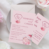 Save The Date Chic Blush Rose & Crimson Rouge Enregistrer La Car