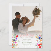 Save The Date Chic boho fleurs sauvages vives 2 photos mariage (Dos)