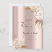 Save The Date Chic Boho Flowers Rose Gold Wedding Enregistrer La (Devant)