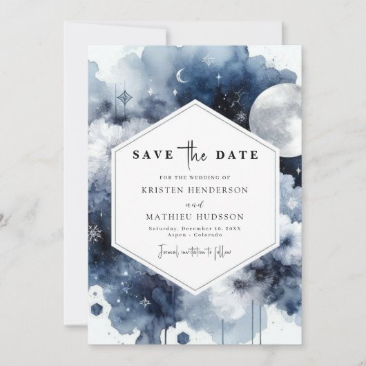 Save The Date Chic Boho Moonlit Mariage (Devant)