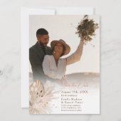 Save The Date Chic boho rustique pampas mariage lune fleurie (Dos)