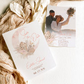 Save The Date Chic boho rustique pampas mariage lune fleurie