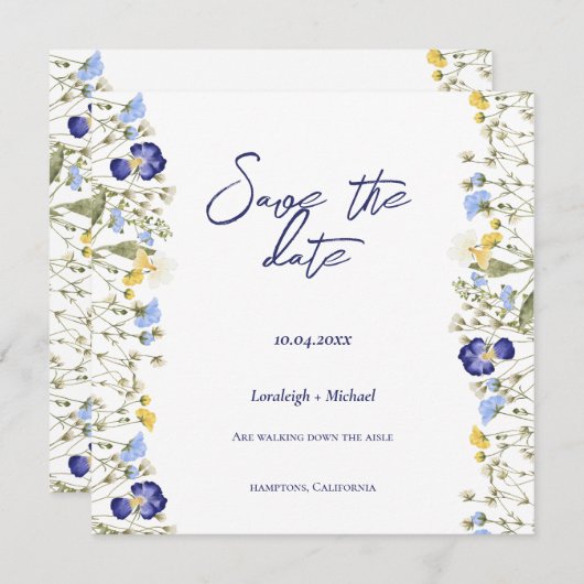 Save The Date Chic boho simple mariage fleur sauvage Enregistrer (Devant / Derrière)