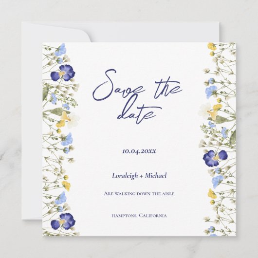 Save The Date Chic boho simple mariage fleur sauvage Enregistrer (Devant)