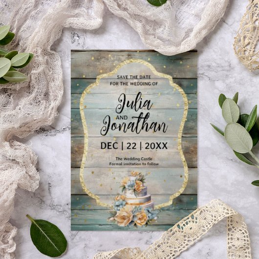 Save The Date Chic bois de Shabby Pastel