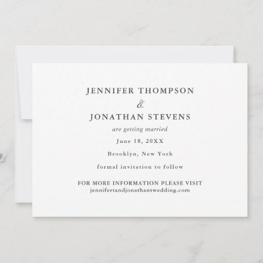 Save The Date Chic Bold Blanc Script moderne Fiançailles photo (Dos)