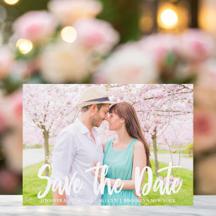 Save The Date Chic Bold Blanc Script moderne Fiançailles photo