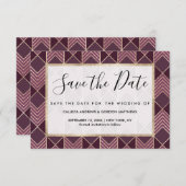 Save The Date Chic Bourgogne or Arrowhead Chevron géométrique (Devant / Derrière)