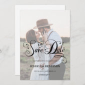 Save The Date Chic Calligraphie Effet Vélin Faux Photo Mariage (Devant / Derrière)