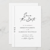 Save The Date Chic Calligraphie Monogramme Mariage noir et blanc (Devant / Derrière)
