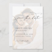 Save The Date Chic Calligraphie Script superposition Mariage pho (Devant)