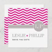 Save The Date Chic Chevron Monogramme Enregistrer la date | fuch (Devant / Derrière)