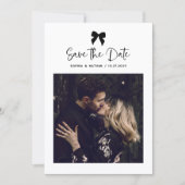 Save The Date Chic Coquette Bow Multi Photo Grid | Mariage (Devant)