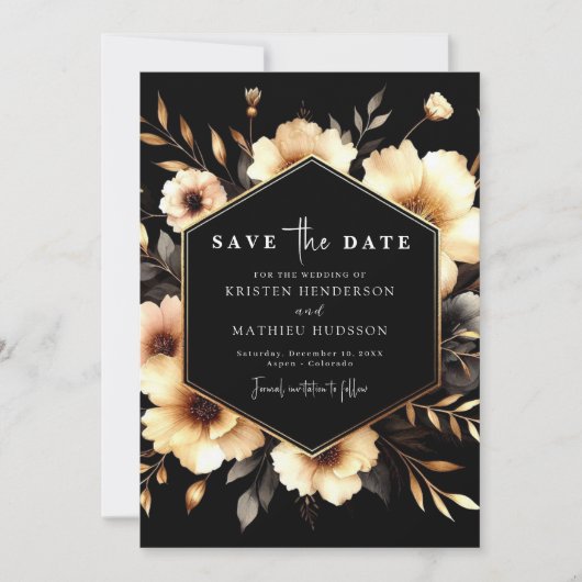 Save The Date Chic Digital Gold et Mariage noir (Devant)