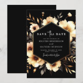 Save The Date Chic Digital Gold et Mariage noir (Devant / Derrière)