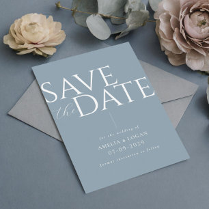 Save The Date Chic Dusty Bleu Moderne Minimaliste