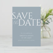 Save The Date Chic Dusty Bleu Moderne Minimaliste (Debout devant)