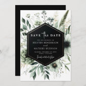 Save The Date Chic Earthy Aquarelle Sage Mariage vert (Devant / Derrière)