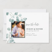 Save The Date Chic Eucalyptus Photo (Devant)