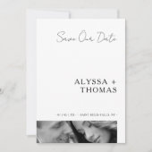 Save The Date Chic Extra Minimalist Black & White Photo Wedding  (Devant)