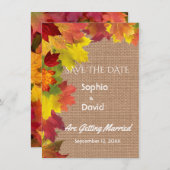 Save The Date Chic Fall quitte Burlap Wedding ENREGISTRER LA DAT (Devant / Derrière)