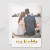 Save The Date Chic Faux Gold Script avec Dots Photo (Devant)