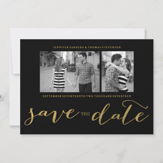 SAVE THE DATE CHIC FAUX OR MANCHE | ENREGISTRER LA DATE (Devant)