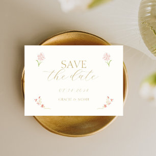 Save The Date Chic Floral Blush & Ivory Calligraphy Mariage