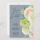 Save The Date Chic Floral Dusty Blue Mariage (Devant)