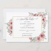 Save The Date Chic Floral Dusty Rose Photo Mariage (Devant)